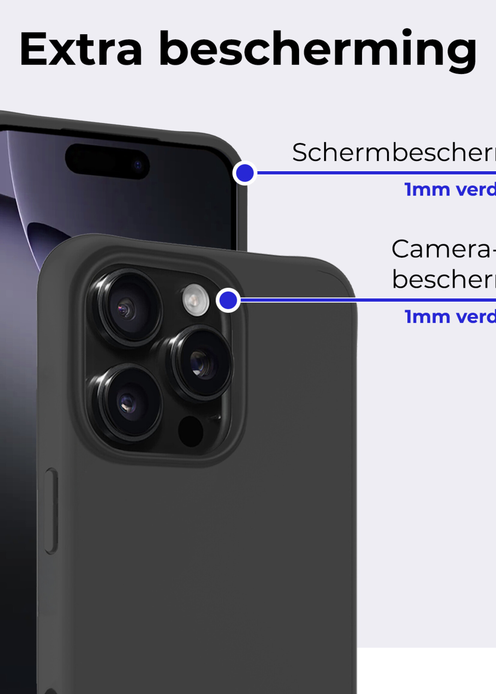 BTH Hoesje Geschikt voor iPhone 16 Pro Max Hoesje Siliconen Case Hoes - Hoes Geschikt voor iPhone 16 Pro Max Hoes Cover Case - Zwart
