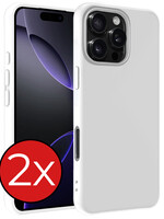 BTH BTH iPhone 16 Pro Max Hoesje Siliconen - Wit - 2 PACK
