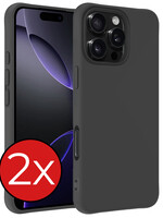 BTH BTH iPhone 16 Pro Max Hoesje Siliconen - Zwart - 2 PACK