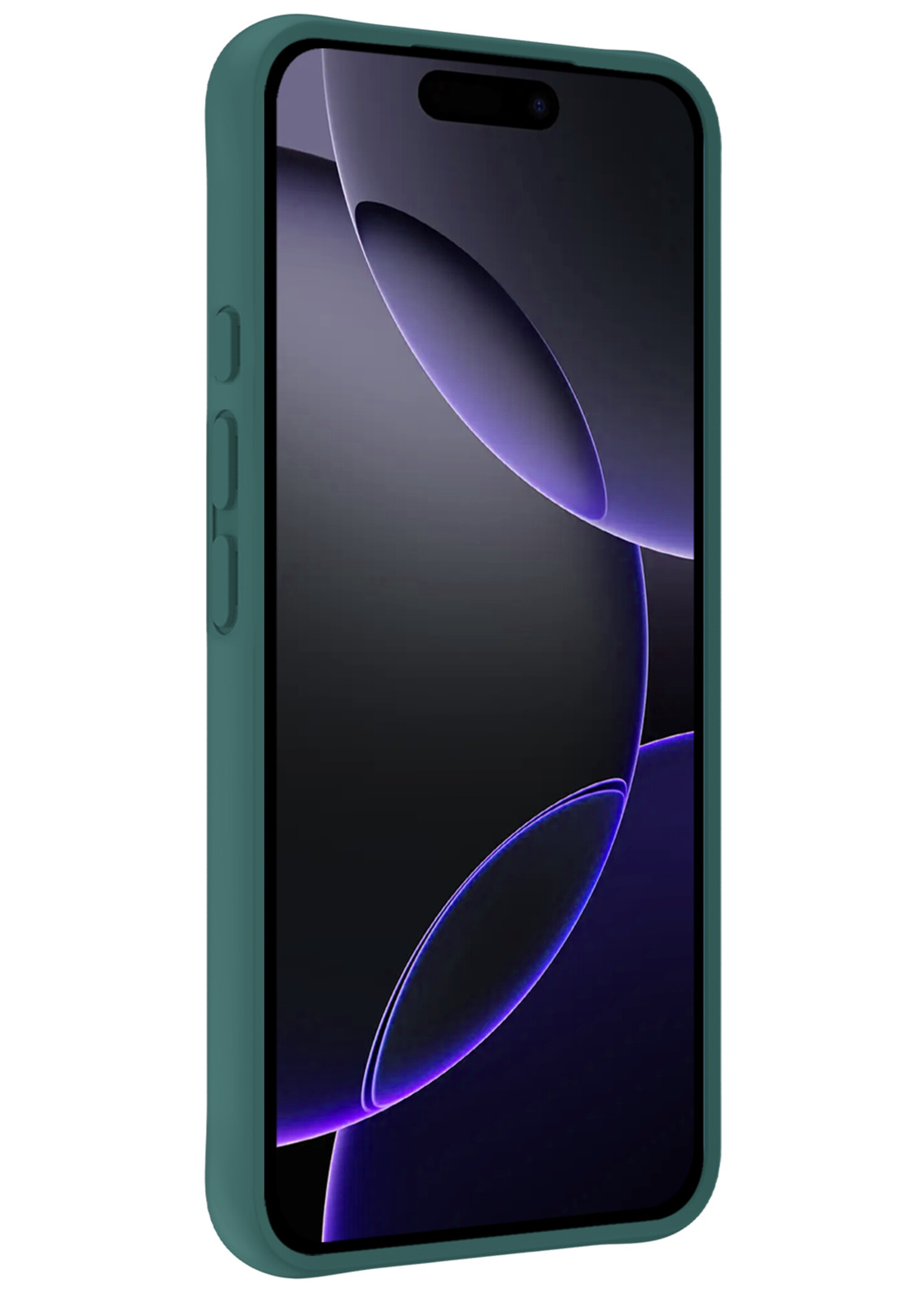BTH Hoesje Geschikt voor iPhone 16 Pro Max Hoesje Siliconen Case Hoes Met Screenprotector - Hoes Geschikt voor iPhone 16 Pro Max Hoes Cover Case - Donkergroen