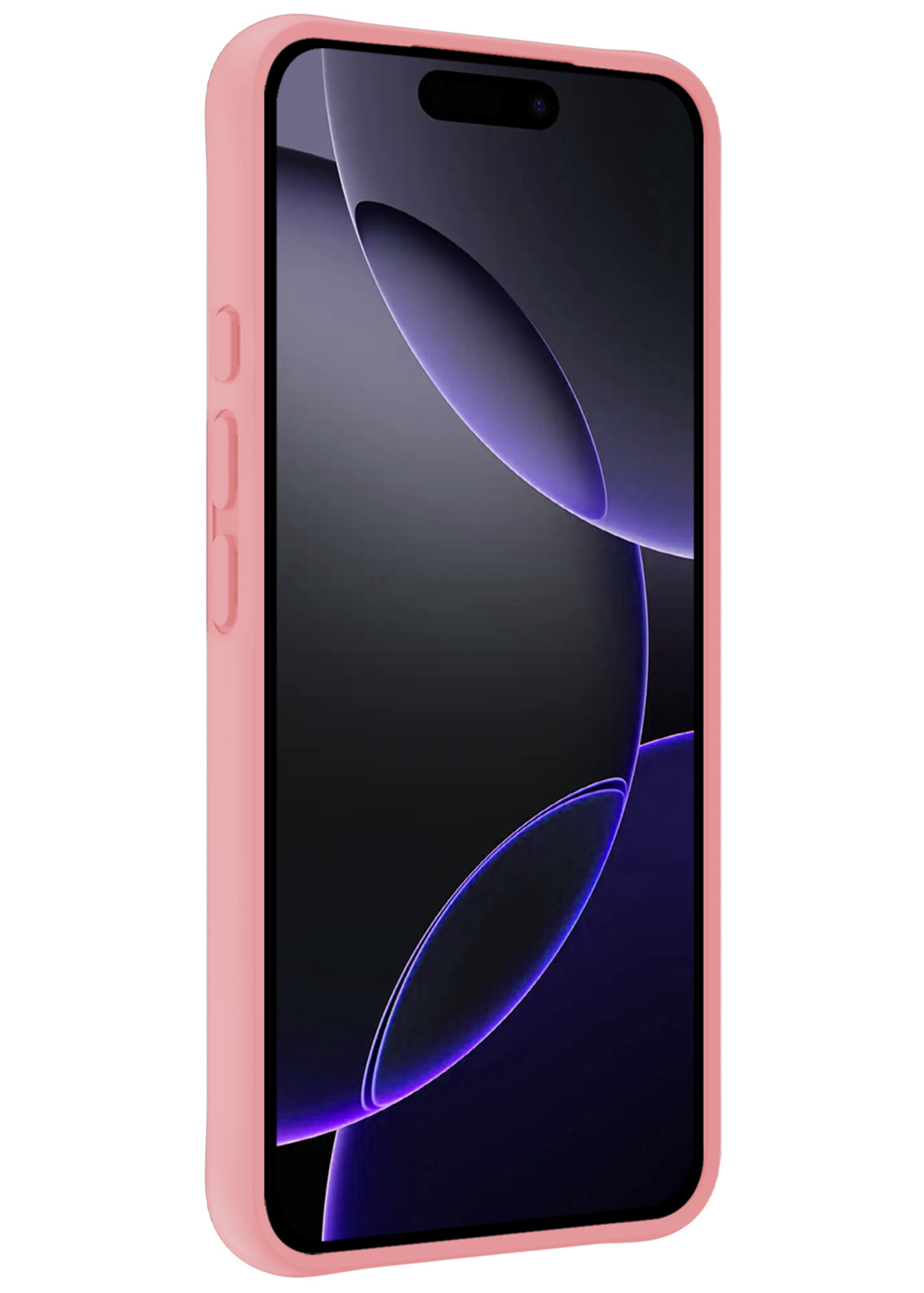 BTH Hoesje Geschikt voor iPhone 16 Pro Max Hoesje Siliconen Case Hoes Met Screenprotector - Hoes Geschikt voor iPhone 16 Pro Max Hoes Cover Case - Lichtroze