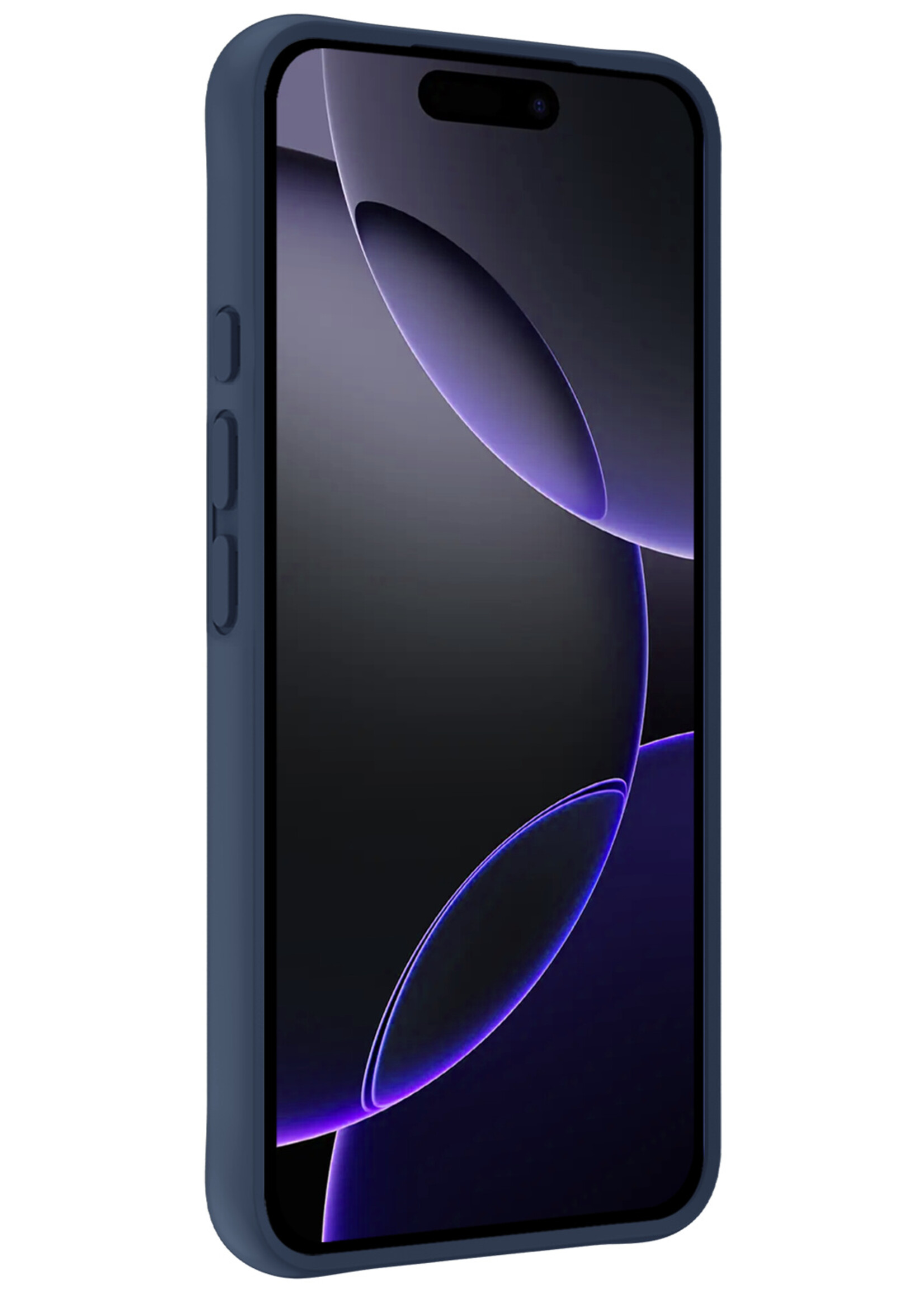 BTH Hoesje Geschikt voor iPhone 16 Pro Max Hoesje Siliconen Case Hoes Met 2x Screenprotector - Hoes Geschikt voor iPhone 16 Pro Max Hoes Cover Case - Donkerblauw