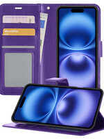 BTH BTH iPhone 16 Hoesje Bookcase - Paars