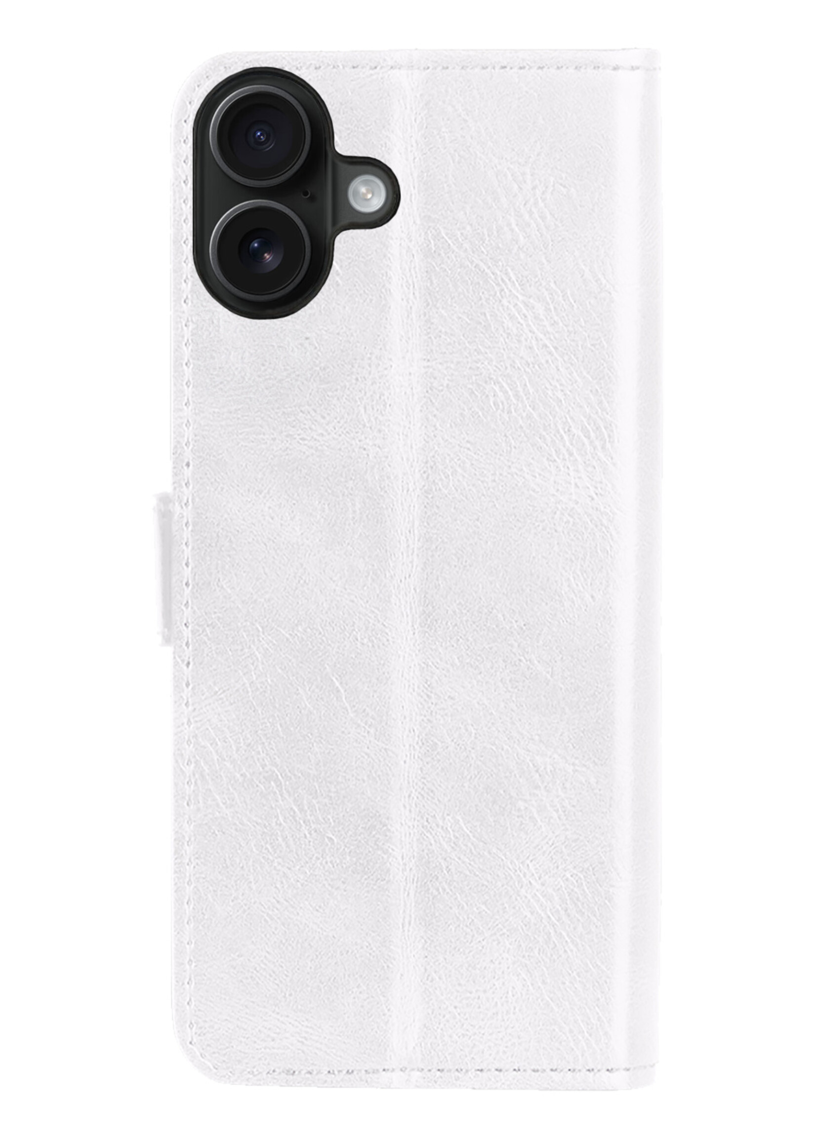 BTH Hoesje Geschikt voor iPhone 16 Hoesje Book Case Hoes Portemonnee Cover Walletcase Met Screenprotector - Hoes Geschikt voor iPhone 16 Hoes Bookcase Hoesje - Wit