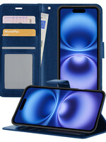 BTH BTH iPhone 16 Plus Hoesje Bookcase - Donkerblauw