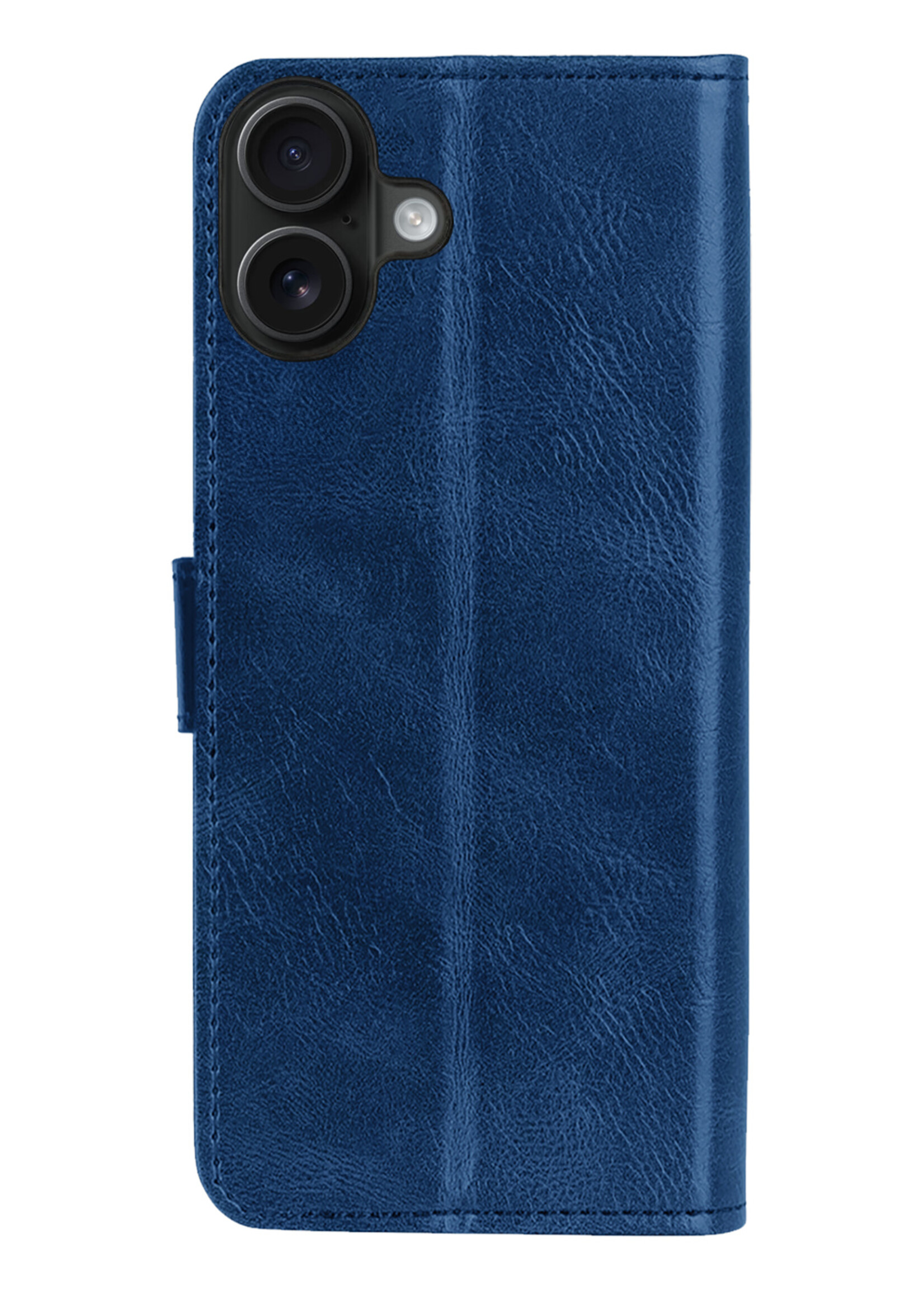 BTH Hoesje Geschikt voor iPhone 16 Plus Hoesje Book Case Hoes Portemonnee Cover Walletcase - Hoes Geschikt voor iPhone 16 Plus Hoes Bookcase Hoesje - Donkerblauw