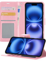 BTH BTH iPhone 16 Plus Hoesje Bookcase - Lichtroze