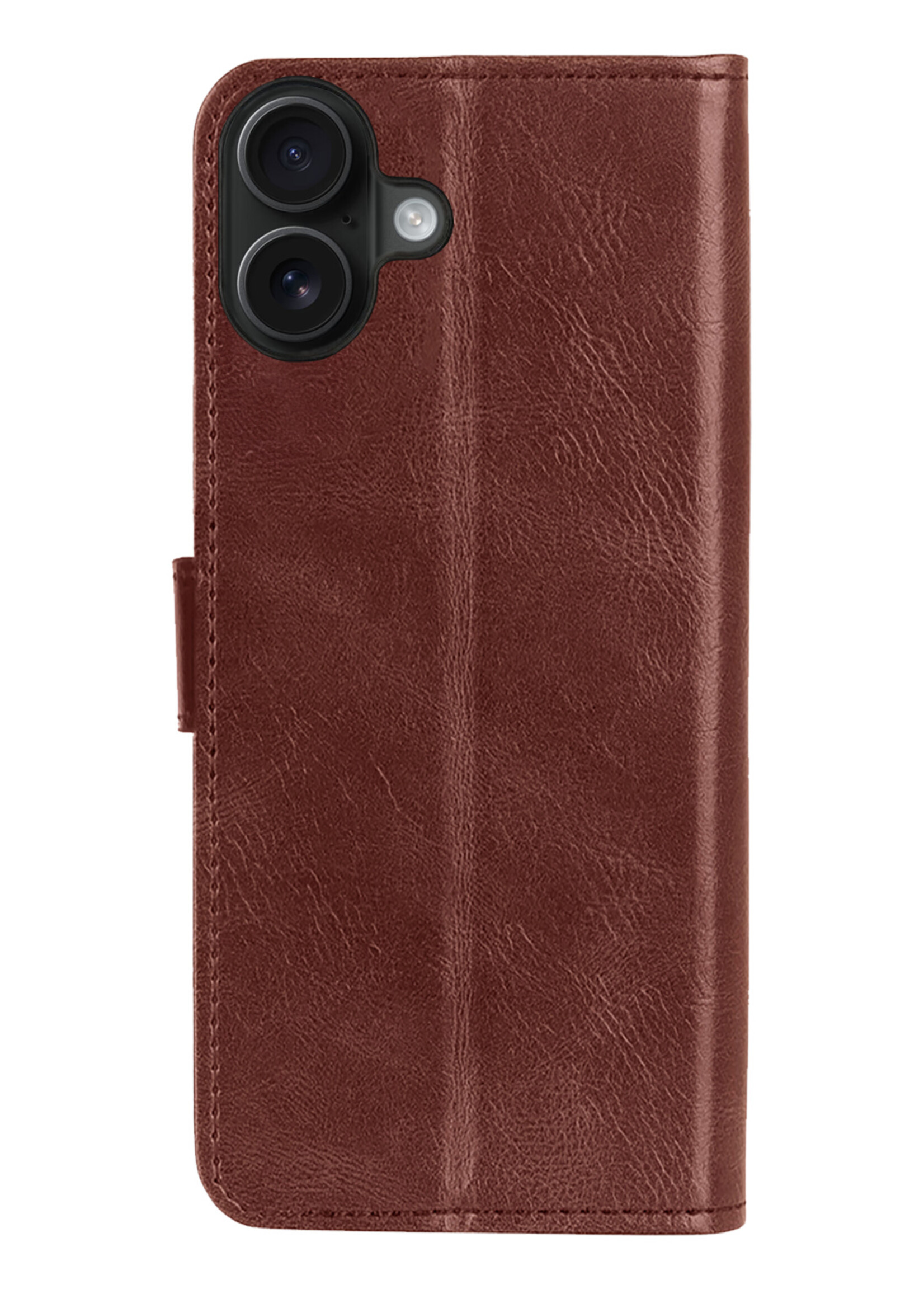 BTH Hoesje Geschikt voor iPhone 16 Plus Hoesje Book Case Hoes Portemonnee Cover Walletcase Met Screenprotector - Hoes Geschikt voor iPhone 16 Plus Hoes Bookcase Hoesje - Bruin
