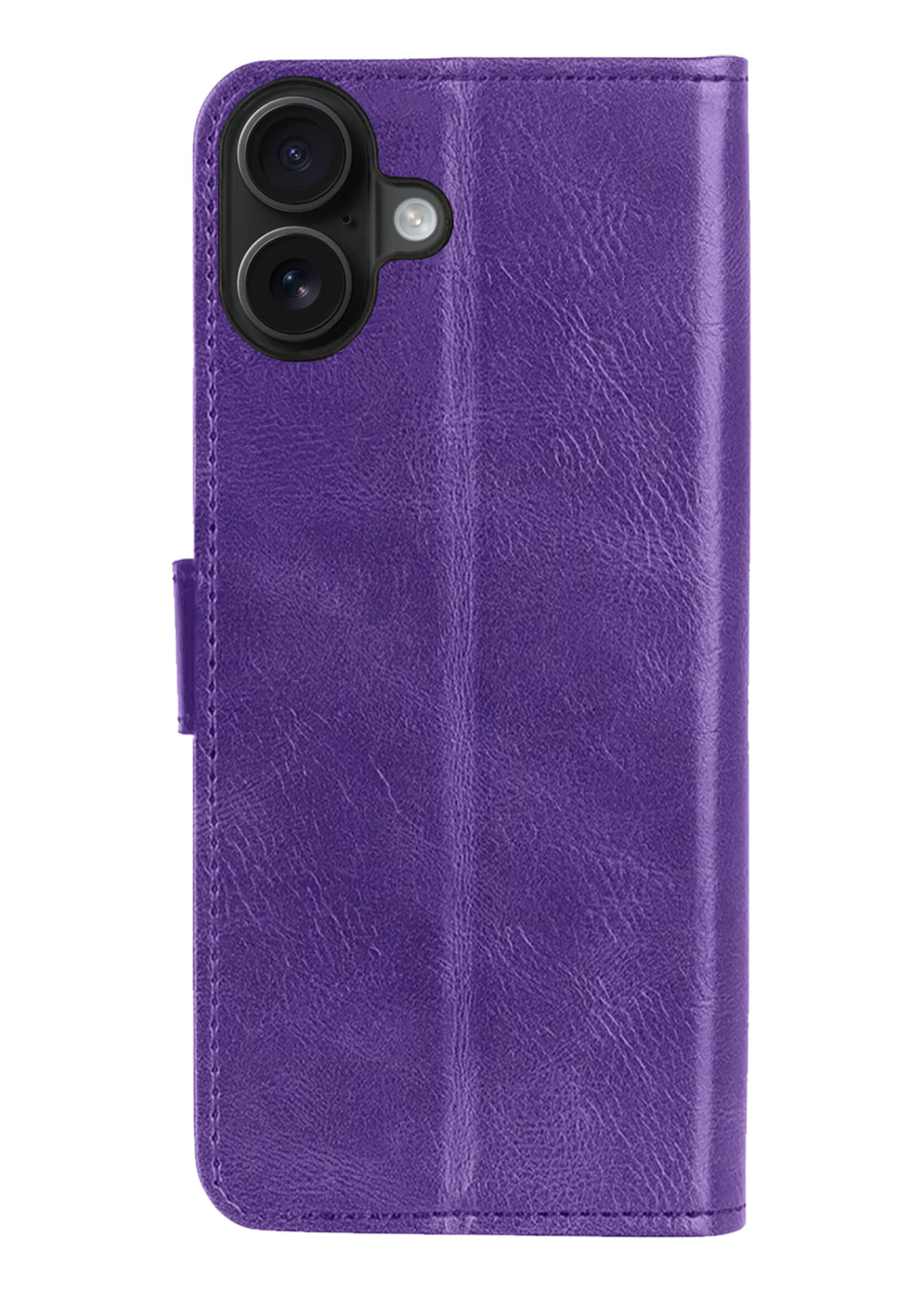 BTH Hoesje Geschikt voor iPhone 16 Plus Hoesje Book Case Hoes Portemonnee Cover Walletcase Met 2x Screenprotector - Hoes Geschikt voor iPhone 16 Plus Hoes Bookcase Hoesje - Paars