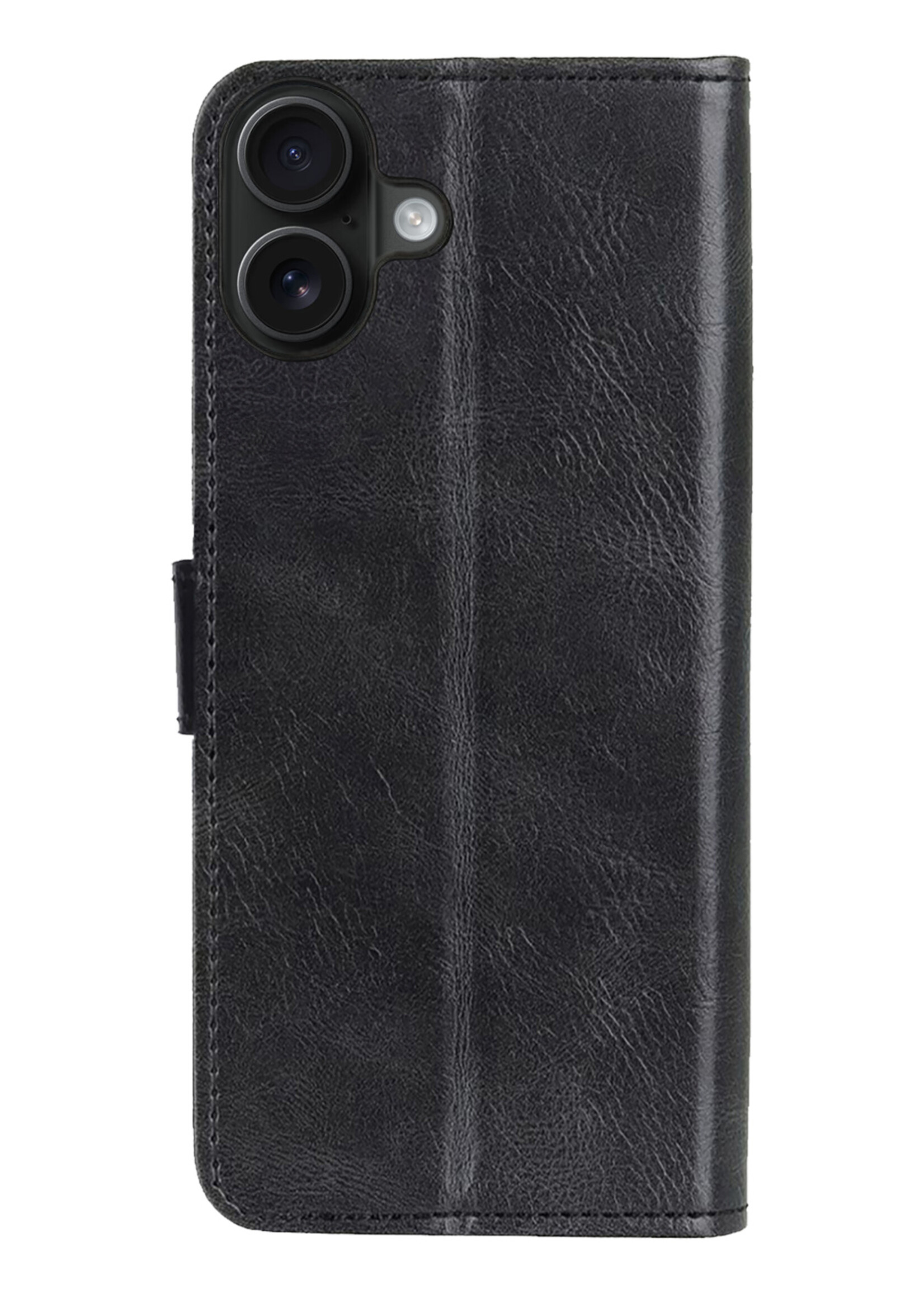 BTH Hoesje Geschikt voor iPhone 16 Plus Hoesje Book Case Hoes Portemonnee Cover Walletcase Met 2x Screenprotector - Hoes Geschikt voor iPhone 16 Plus Hoes Bookcase Hoesje - Zwart