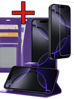 BTH BTH iPhone 16 Pro Hoesje Bookcase Met Screenprotector - Paars