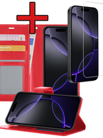 BTH BTH iPhone 16 Pro Hoesje Bookcase Met Screenprotector - Rood