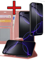 BTH BTH iPhone 16 Pro Hoesje Bookcase Met Screenprotector - Rose Goud