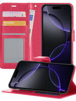 BTH BTH iPhone 16 Pro Max Hoesje Bookcase - Donkerroze
