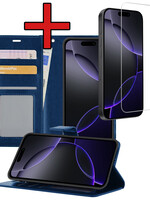 BTH BTH iPhone 16 Pro Max Hoesje Bookcase Met Screenprotector - Donkerblauw