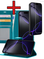 BTH BTH iPhone 16 Pro Max Hoesje Bookcase Met Screenprotector - Turquoise