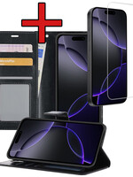 BTH BTH iPhone 16 Pro Max Hoesje Bookcase Met Screenprotector - Zwart