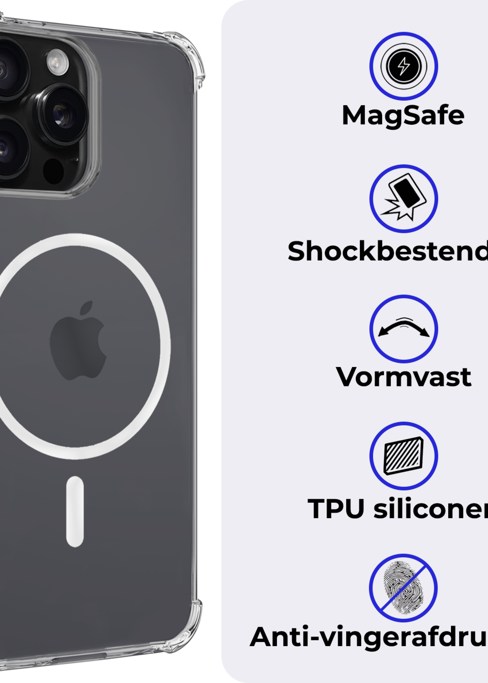 BTH Hoesje Geschikt voor iPhone 16 Pro Hoesje Geschikt voor Magsafe Hoesje Shock Proof Cover - Hoes Geschikt voor iPhone 16 Pro Magsafe Hoesje Compatible Case Shockproof - Transparant