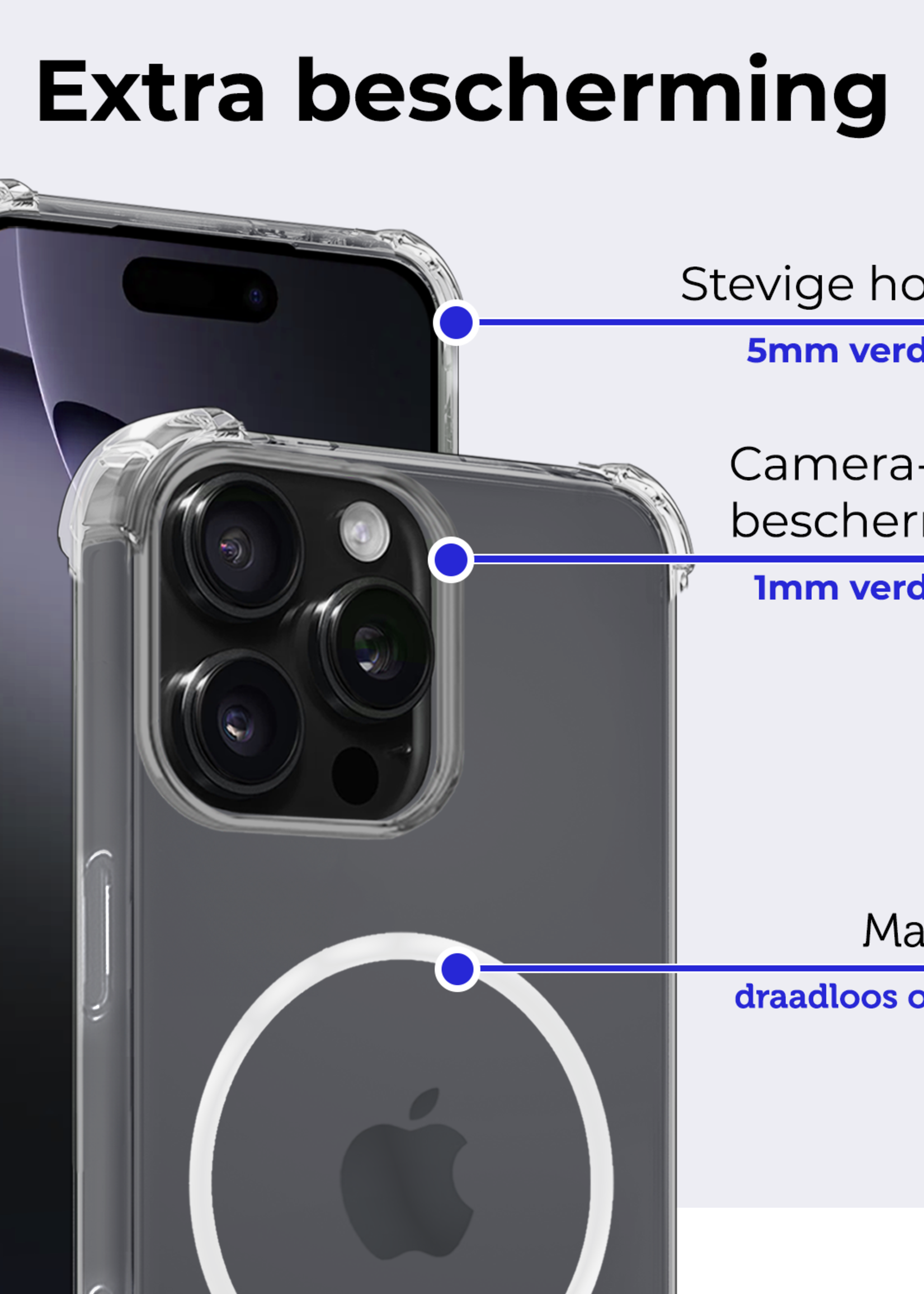 BTH Hoesje Geschikt voor iPhone 16 Pro Hoesje Geschikt voor Magsafe Hoesje Shock Proof Cover - Hoes Geschikt voor iPhone 16 Pro Magsafe Hoesje Compatible Case Shockproof - Transparant
