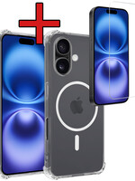 BTH BTH iPhone 16 Plus Magsafe Hoesje Transparant Met Screenprotector