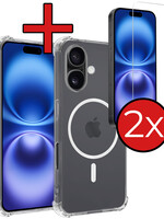 BTH BTH iPhone 16 Plus Magsafe Hoesje Transparant Met 2x Screenprotector