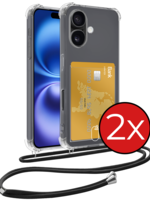 BTH BTH iPhone 16 Plus Hoesje Pashouder met Koord - 2 PACK