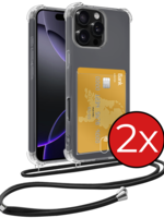 BTH BTH iPhone 16 Pro Max Hoesje Pashouder met Koord - 2 PACK