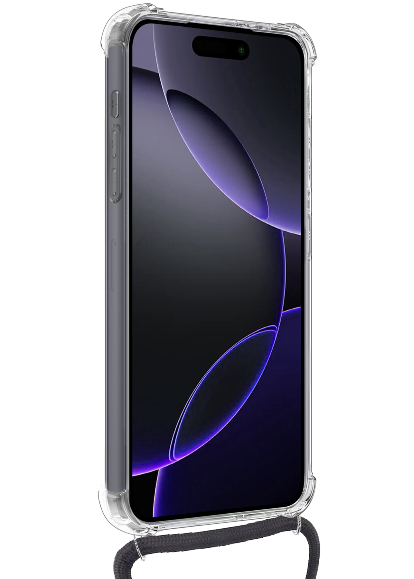 BTH Hoesje Geschikt voor iPhone 16 Pro Max Hoesje Met Telefoonkoord en Pasjeshouder Siliconen - Hoes Geschikt voor iPhone 16 Pro Max Hoesje Met Kaarthouder Shock Proof Case - Transparant - 2 PACK