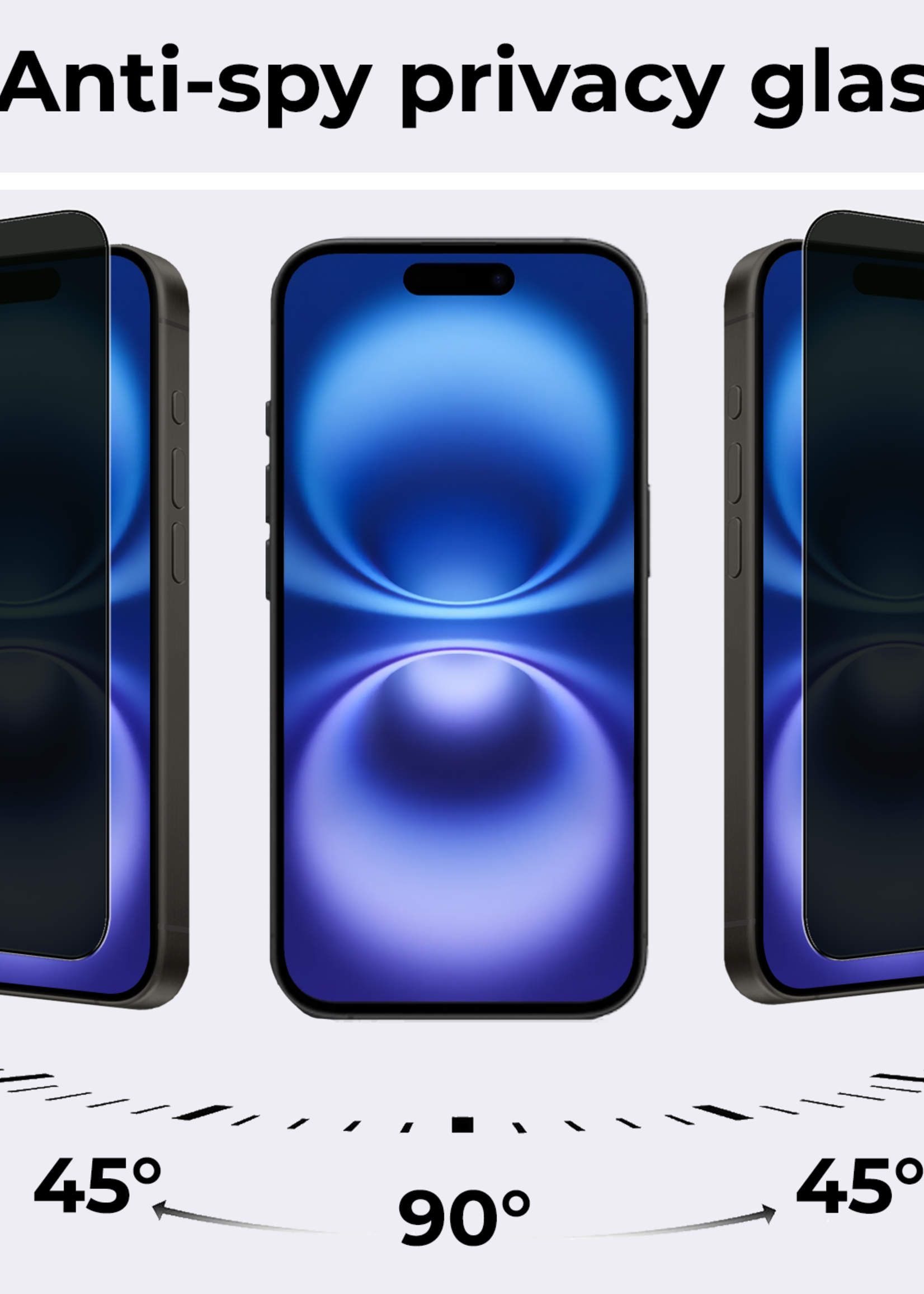 BTH Screenprotector Geschikt voor iPhone 16 Screenprotector Privacy Glas Gehard Full Cover - Screenprotector Geschikt voor iPhone 16 Screenprotector Privacy Tempered Glass - 2 PACK