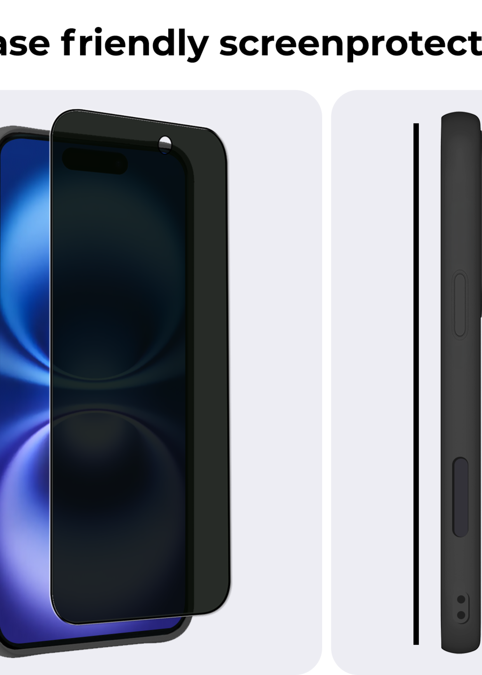 BTH Screenprotector Geschikt voor iPhone 16 Screenprotector Privacy Glas Gehard Full Cover - Screenprotector Geschikt voor iPhone 16 Screenprotector Privacy Tempered Glass - 3 PACK