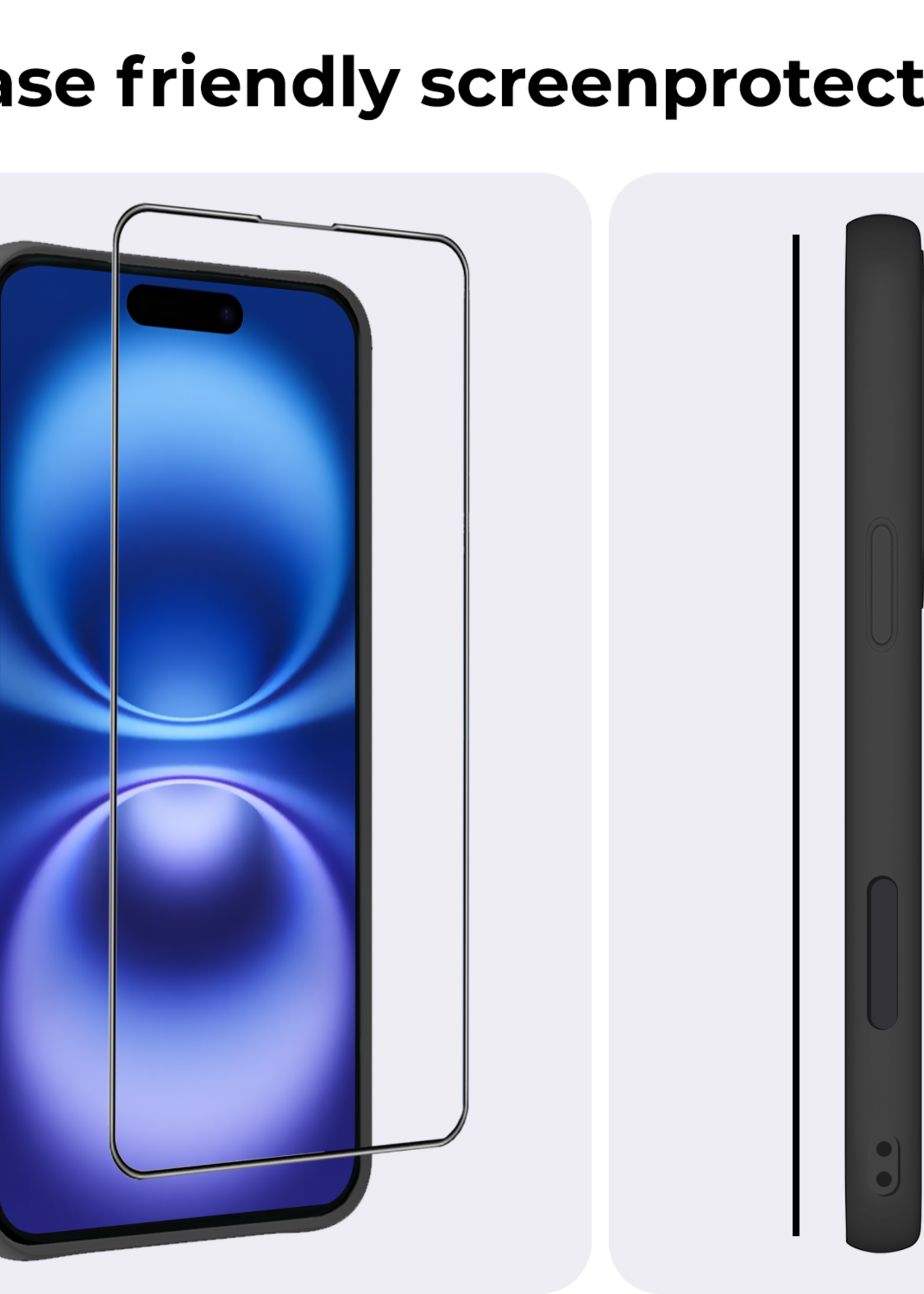 BTH Screenprotector Geschikt voor iPhone 16 Screenprotector Met Uitlijningstool Flexibel Glas Full Cover - Screenprotector Geschikt voor iPhone 16 Screen Protector Met Installatie Kit
