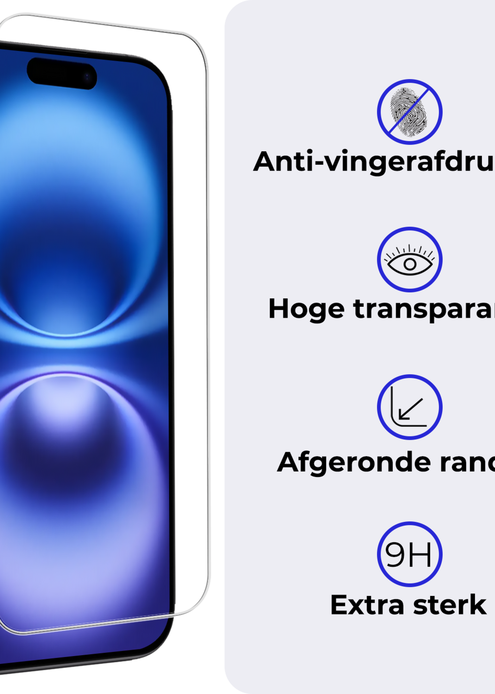 BTH Hoesje Geschikt voor iPhone 16 Hoesje Met Pasjeshouder Siliconen Case Met Kaarthouder Met Screenprotector - Hoes Geschikt voor iPhone 16 Hoesje Shock Proof Case - Transparant