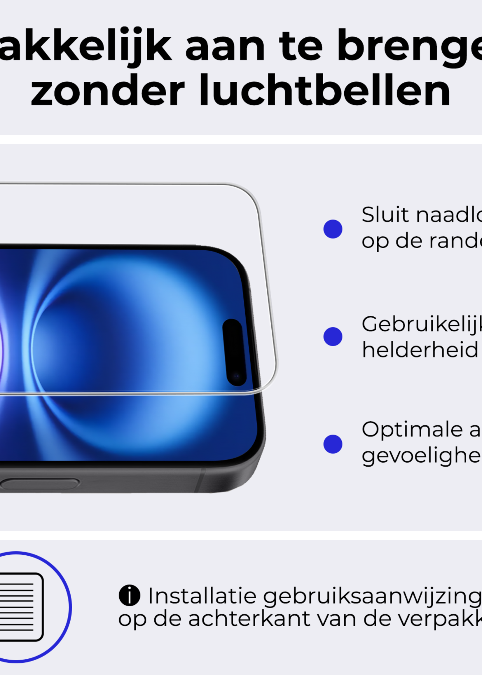 BTH Hoesje Geschikt voor iPhone 16 Hoesje Met Pasjeshouder Siliconen Case Met Kaarthouder Met Screenprotector - Hoes Geschikt voor iPhone 16 Hoesje Shock Proof Case - Transparant