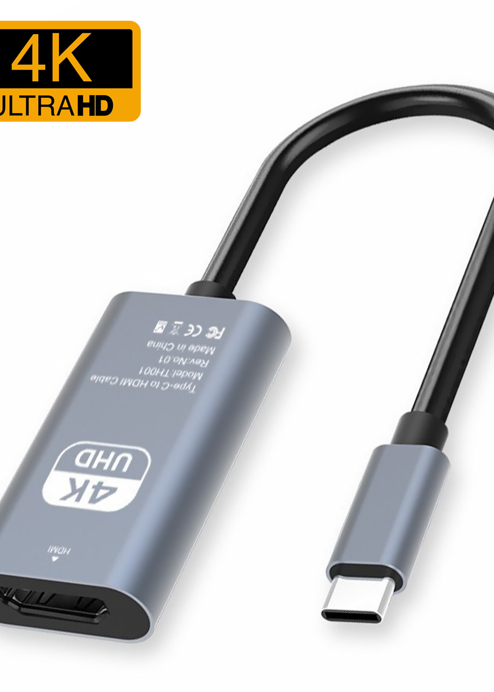 BTH USB C naar HDMI 4K 30Hz Converter - USBC naar HDMI Adapter 15cm – Zwart