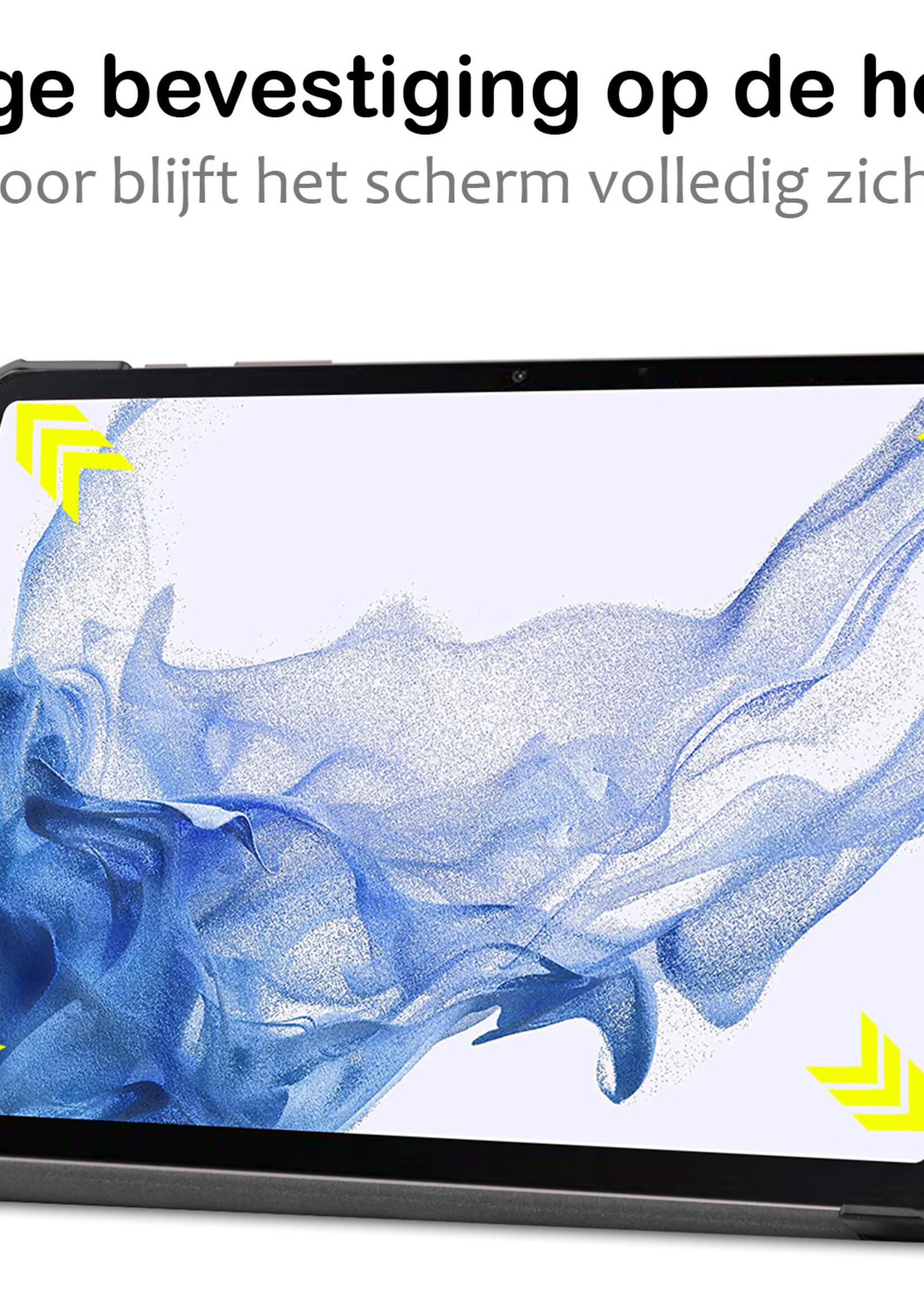 BTH Hoes Geschikt voor Samsung Galaxy Tab S10 Plus Hoes Book Case Hoesje Trifold Cover Met Uitsparing Geschikt voor S Pen - Hoesje Geschikt voor Samsung Tab S10 Plus Hoesje Bookcase - Donkerblauw