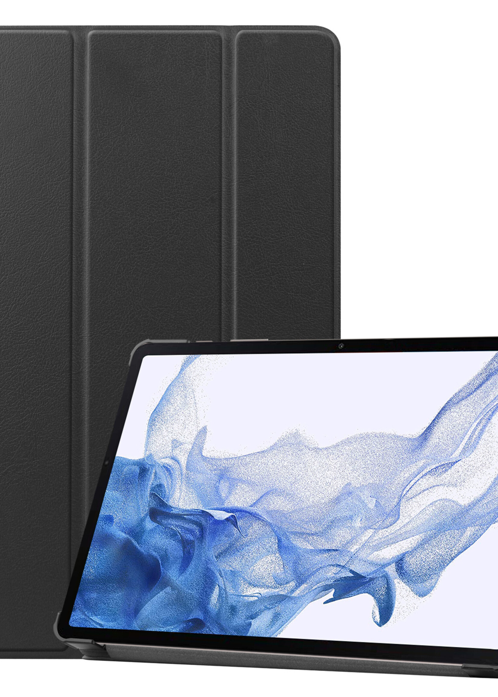 BTH Hoes Geschikt voor Samsung Galaxy Tab S10 Plus Hoes Book Case Hoesje Trifold Cover Met Uitsparing Geschikt voor S Pen - Hoesje Geschikt voor Samsung Tab S10 Plus Hoesje Bookcase - Zwart