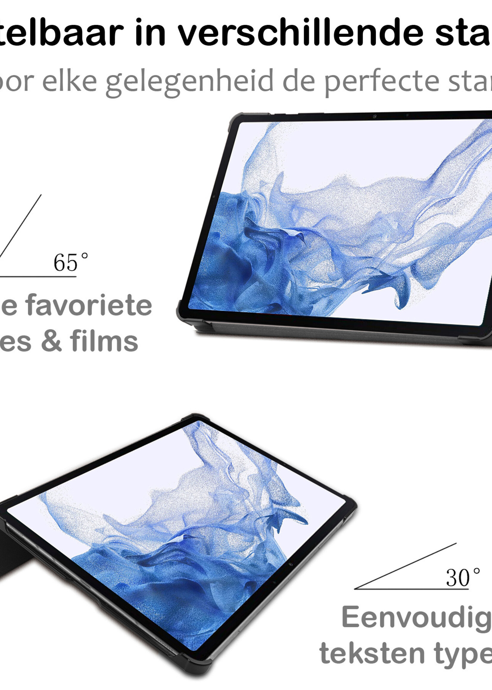 BTH Hoes Geschikt voor Samsung Galaxy Tab S10 Plus Hoes Book Case Hoesje Trifold Cover Met Uitsparing Geschikt voor S Pen Met Screenprotector - Hoesje Geschikt voor Samsung Tab S10 Plus Hoesje Bookcase - Rosé goud