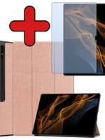 BTH BTH Samsung Galaxy Tab S10 Ultra Hoesje Met Uitsparing S Pen Met Screenprotector - Rose Goud