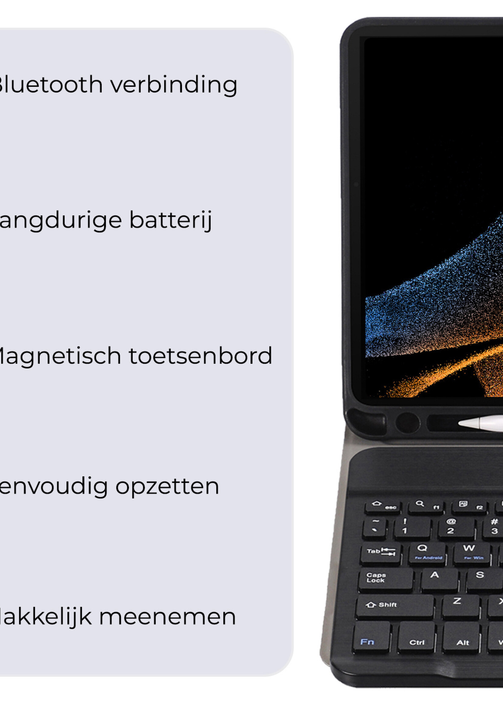 BTH BTH Samsung Galaxy Tab S10 Ultra Toetsenbordhoes - Zwart