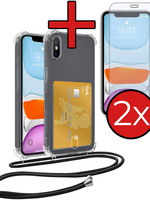 BTH BTH iPhone Xs Max Hoesje Pashouder met Koord Met 2x Screenprotector