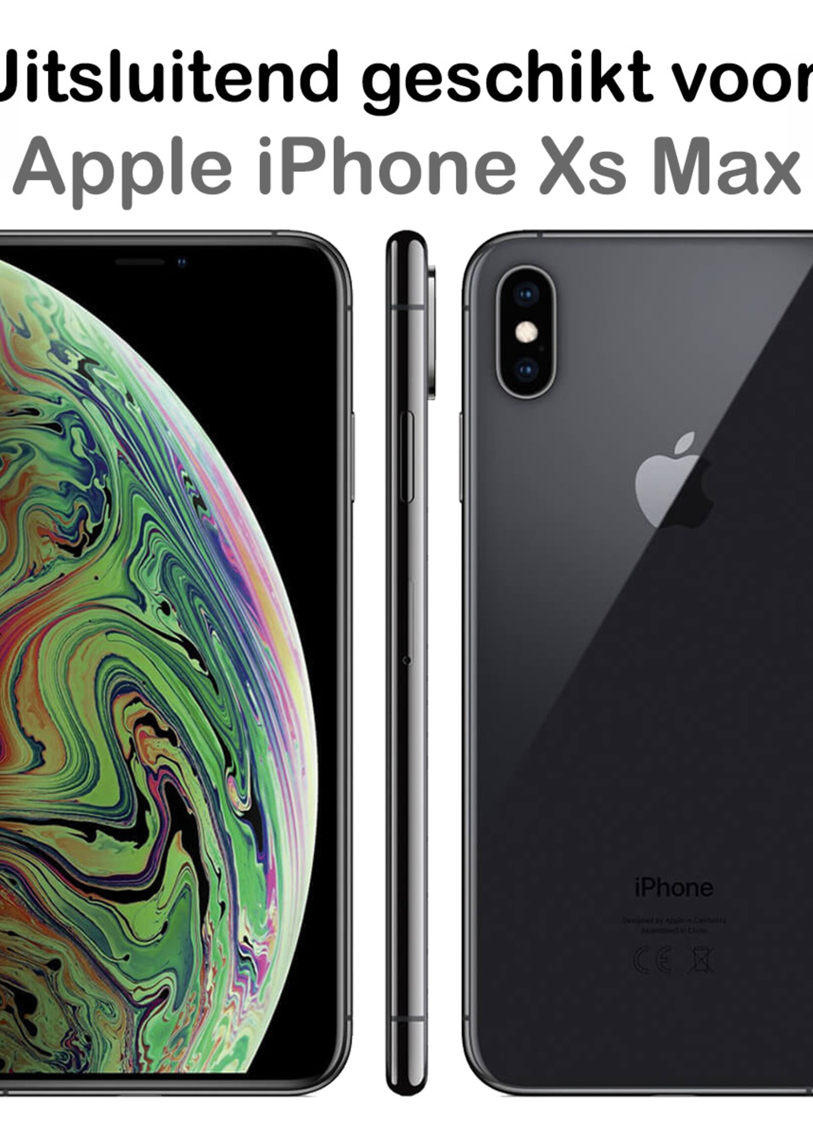 BTH Hoesje Geschikt voor iPhone Xs Max Hoesje Met Telefoonkoord en Pasjeshouder Met 2x Screenprotector Siliconen - Hoes Geschikt voor iPhone Xs Max Hoesje Met Kaarthouder Shock Proof Case - Transparant