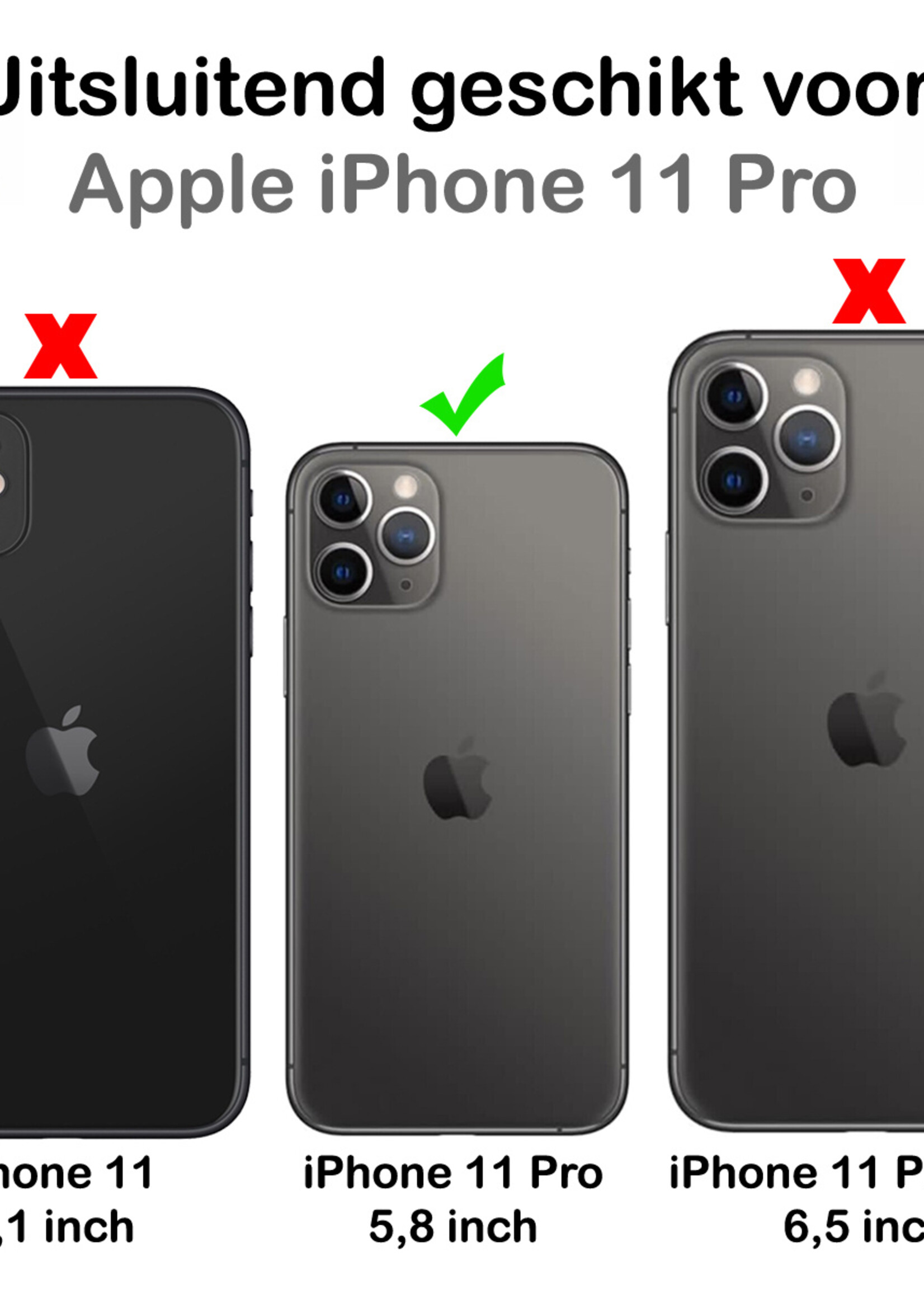BTH Hoesje Geschikt voor iPhone 11 Pro Hoesje Met Telefoonkoord en Pasjeshouder Met Screenprotector Siliconen - Hoes Geschikt voor iPhone 11 Pro Hoesje Met Kaarthouder Shock Proof Case - Transparant