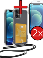 BTH BTH iPhone 11 Hoesje Pashouder met Koord Met 2x Screenprotector
