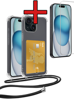 BTH BTH iPhone 13 Mini Hoesje Pashouder met Koord Met Screenprotector