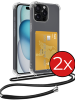 BTH BTH iPhone 14 Pro Max Hoesje Pashouder met Koord - 2 PACK