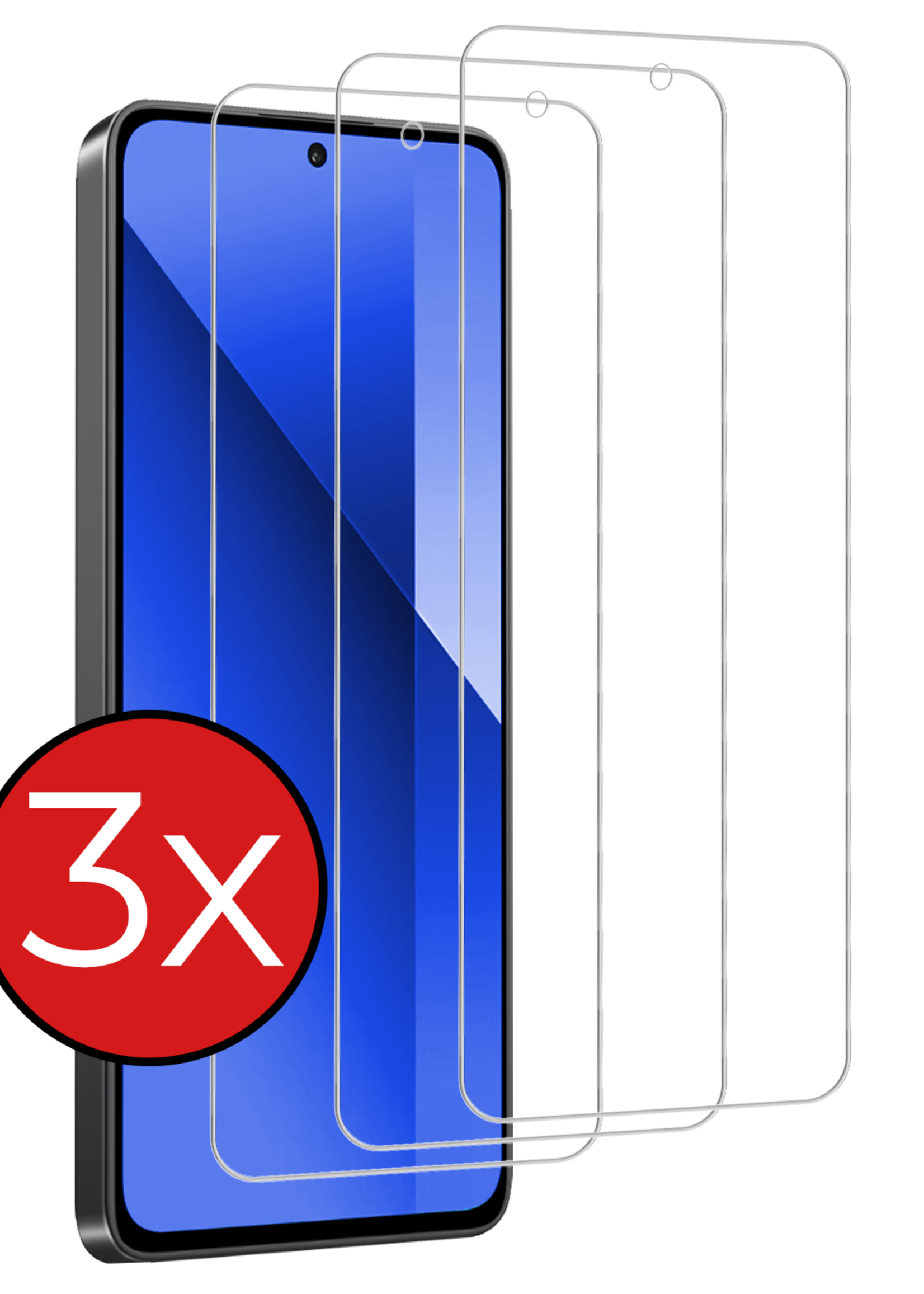 BTH Screenprotector Geschikt voor Xiaomi Redmi Note 13 4G Screenprotector Glas Gehard Tempered Glass - Screenprotector Geschikt voor Xiaomi Redmi Note 13 4G Screen Protector Screen Cover - 3 PACK