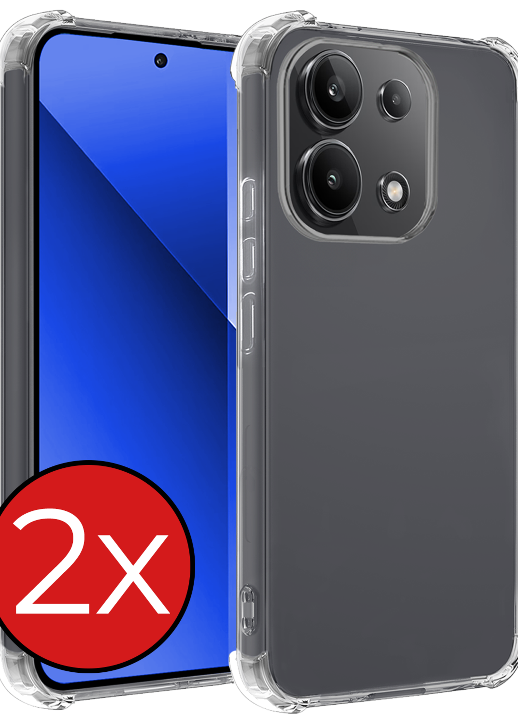 BTH Hoesje Geschikt voor Xiaomi Redmi Note 13 4G Hoesje Siliconen Shock Proof Case Hoes - Hoes Geschikt voor Xiaomi Redmi Note 13 4G Hoes Cover Case Shockproof - Transparant - 2 PACK