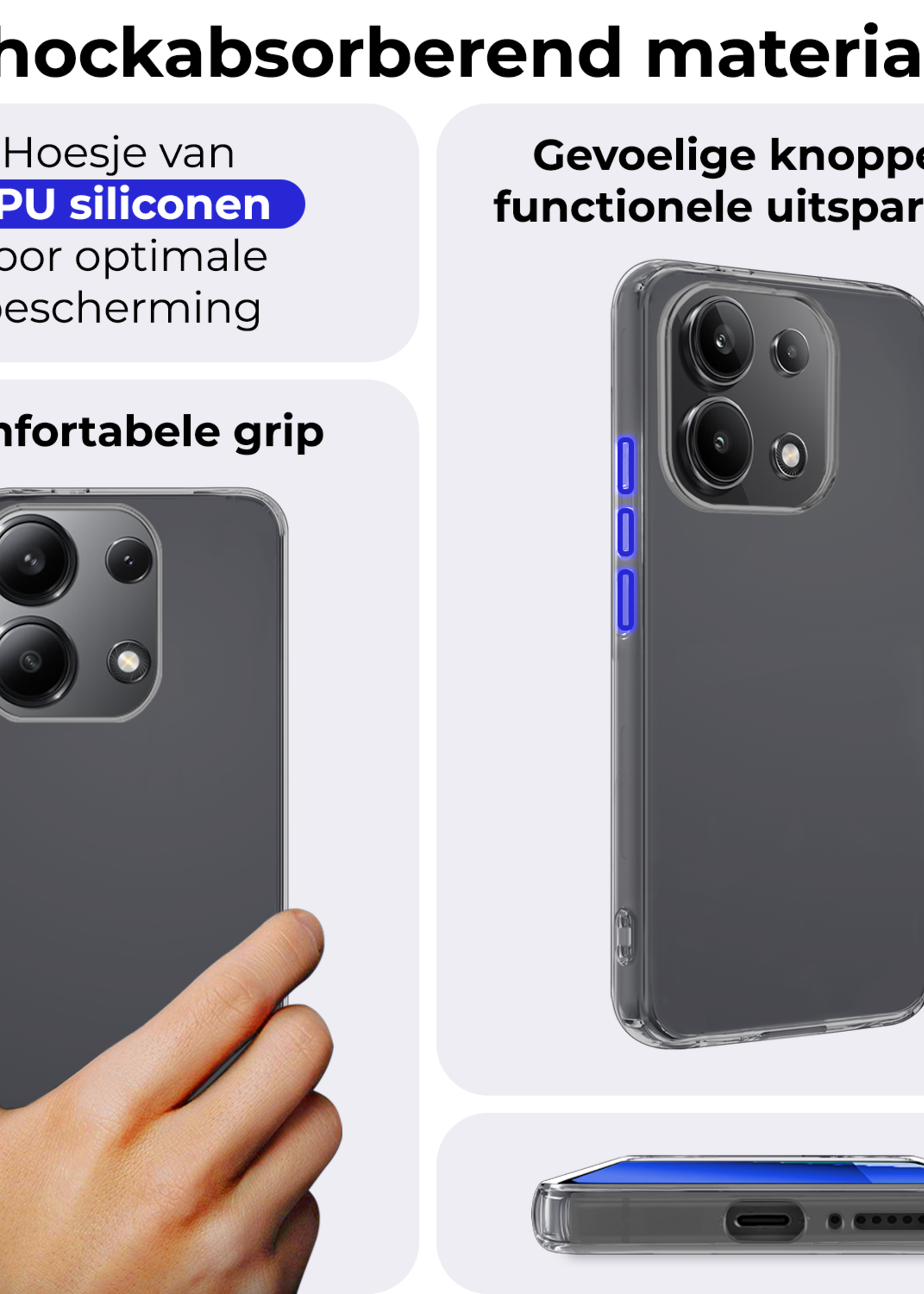 BTH Hoesje Geschikt voor Xiaomi Redmi Note 13 4G Hoesje Siliconen Case Hoes - Hoes Geschikt voor Xiaomi Redmi Note 13 4G Hoes Cover Case - Transparant