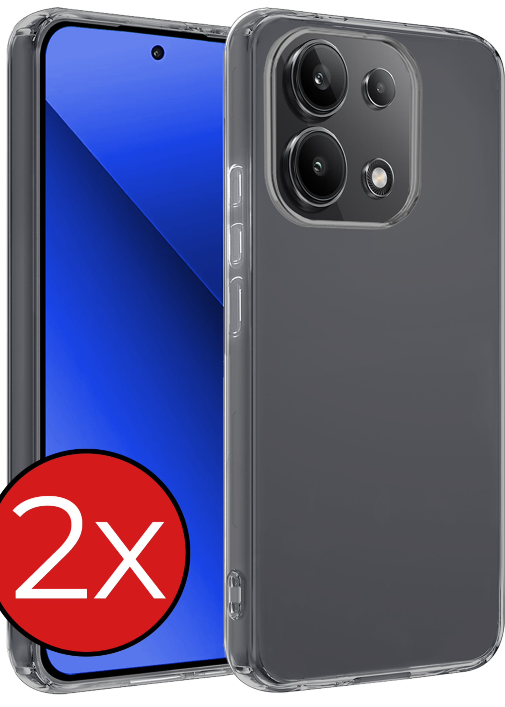 BTH Hoesje Geschikt voor Xiaomi Redmi Note 13 4G Hoesje Siliconen Case Hoes - Hoes Geschikt voor Xiaomi Redmi Note 13 4G Hoes Cover Case - Transparant - 2 PACK