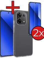 BTH BTH Xiaomi Redmi Note 13 4G Hoesje Siliconen Met 2x Screenprotector - Zwart